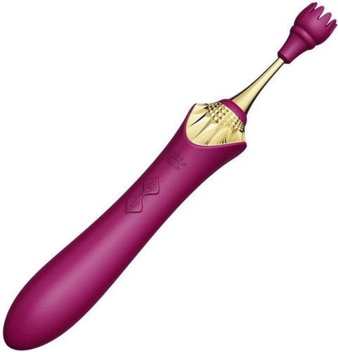 Zalo Bess Pin Point Vibrator - Изысканный вибратор для клитора с насадками, 22х3.3 см (фиолетовый)