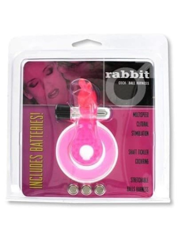 Seven Creations Cock & Ball Ring Rabbit - двойное виброкольцо с зайчиком, 9х1.5 см (розовый)