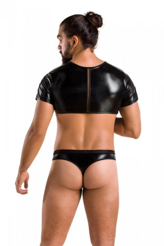 Passion - 057 SET PETER black - Сексуальный мужской сет из эко-кожи, L/XL