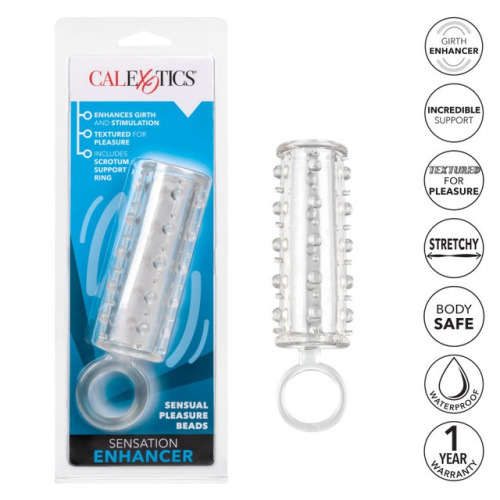 CalExotics Sensation Enhancer - рельефная насадка с открытой головкой, 11,5х2,5 см (прозрачный)