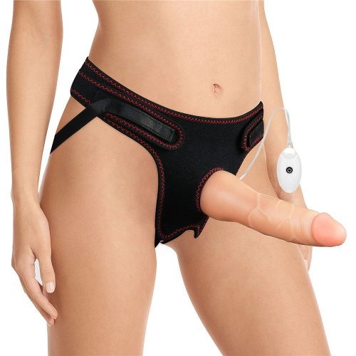 LoveToy Easy Strapon Set 7.5'' - мягкий страпон с реалистичным вибратором, 19х5 см (телесный)