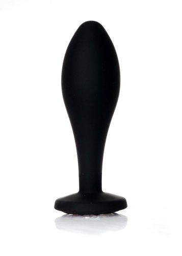 Анальная пробка с камнем B-Series Jewellery Silicone Black Plug, L