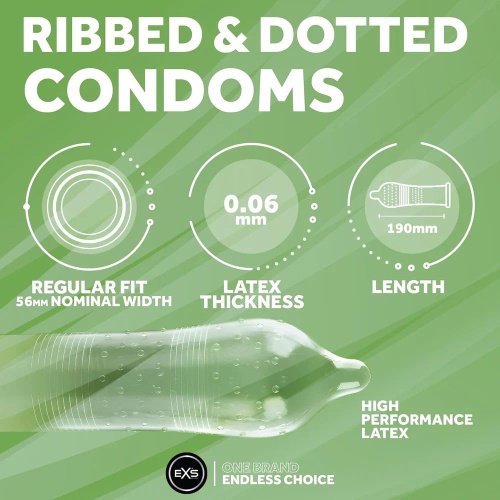 Презерватив EXS Ribbed And Dotted Condom, 1 шт