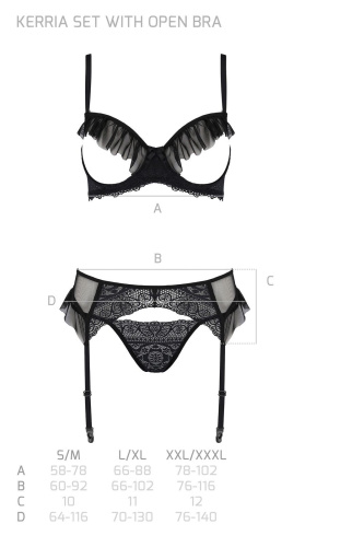 Комплект Passion KERRIA SET WITH OPEN BRA black, XXL/XXXL