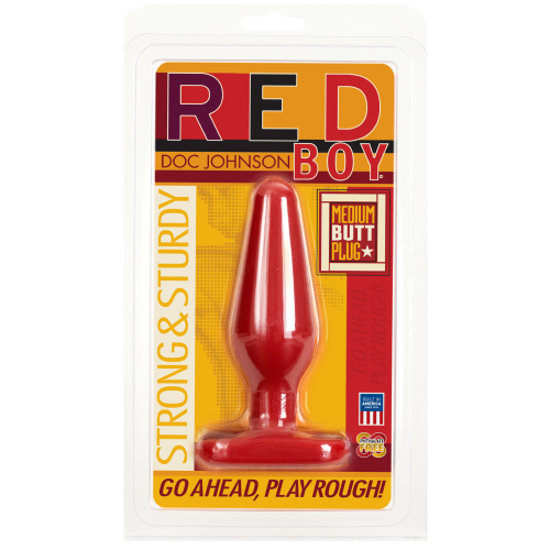 Doc Johnson Red Boy Medium - средняя анальная пробка, 12,5х4 см (красный)