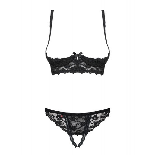 Obsessive Letica set otwarte - эротический комплект с доступом, L/XL (чёрный)