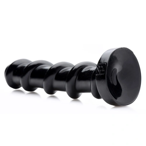 MC Mighty Screw 9.5 inch Dildo - ребристый фаллоимитатор с винтовой конструкцией, 24.13х5.7 см (чёрный)