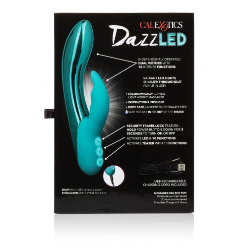CalExotics DazzLED Brilliance - вибратор кролик с led подсветкой, 12.8х3.3см (бирюзовый)