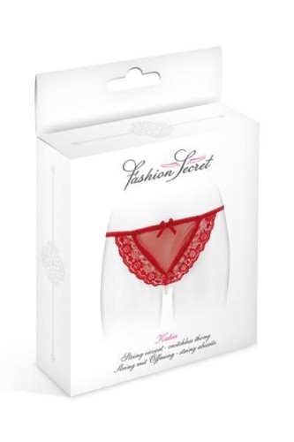 Fashion Secret Katia Red - трусики-стринги с жемчужной ниткой, S-L (красный)