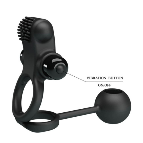 Pretty Love Vibro Penis Sleeve Black IV - Эрекционное виброкольцо, 20.3х6.3 см