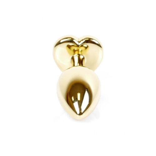 Boss Jewellery Gold Heart Plug Light Blue - Анальная пробка с кристаллом, 7х2,7 см (голубой)