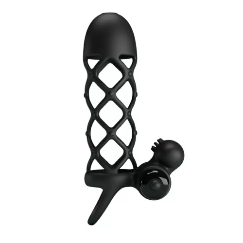 Pretty Love Vibro Penis Sleeve Black I - Насадка на член, 13.5х3.6 см - купити в Києві, Україні