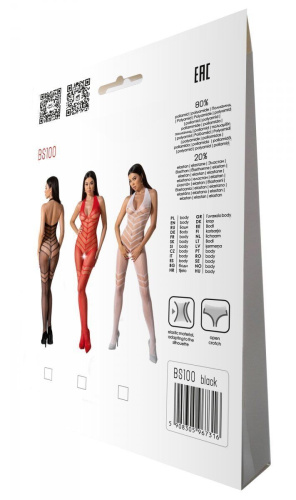 Бодистокинг с плетением на животике Passion BS100, One Size