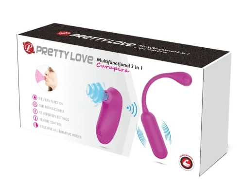 Pretty Love - Curupira Multifunctional Sucker Purple - Вакуумний стимулятор + віброяйце (фіолетовий) - купити в Києві, Україні
