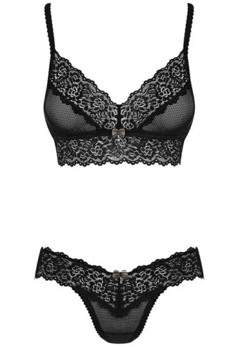 Obsessive 852-SET-1 set - комплект эротического белья с кружевом, L/XL (чёрный)