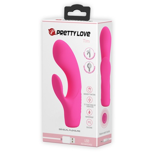 Pretty Love Tim компактный вибратор кролик, 15.5х3.5 см (розовый)