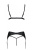 Passion Miley Set - Комплект из эко-кожи: трусики, бюстгальтер, пояс для чулок, S/M (чёрный)