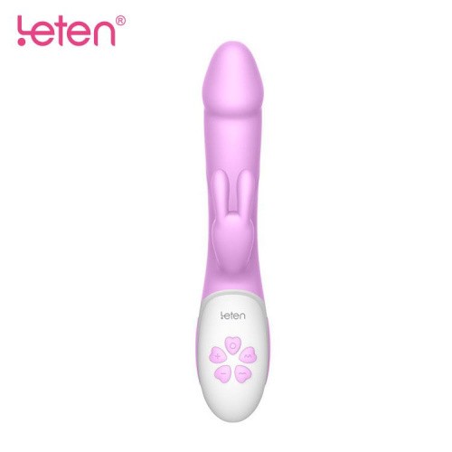 Leten Alina Purple - вибратор-кролик с массирующим стволом и подогревом, 15х3.5 см (фиолетовый)