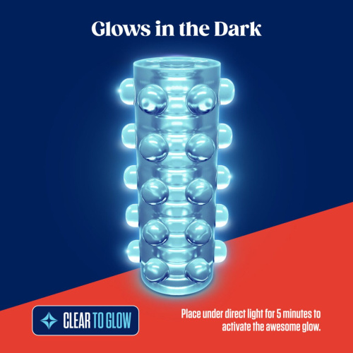 Blush Rize Swich Glow in the Dark - мастурбатор с двухсторонней текстурой светящийся в темноте, 15 см (прозрачный)
