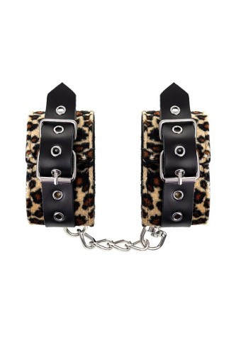 Anonymo Handcuffs PU leather - фиксаторы для ног, (леопардовый)