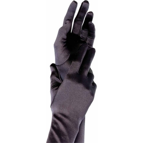 Leg Avenue - удлиненные атласные перчатки, S-L (чёрные)