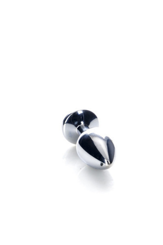 TOYFA Metal Silver anal plug - серебристая анальная пробка, 7.5х3.4 см (чёрный)