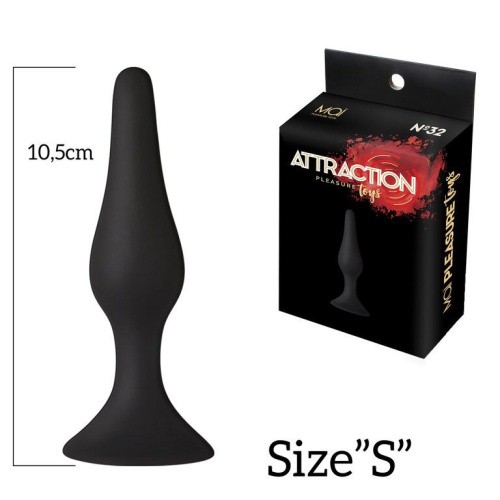 MAI Attraction Toys №32 анальная пробка на присоске, 10,5х2,5 см (чёрный)