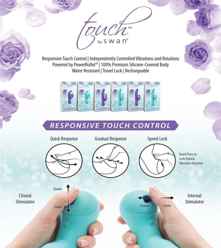 Bms Factory Touch by Swan - Solo Teal - Вибратор-кролик с сенсорным управлением для точки G, 18.х3.4 см (бирюзовый)