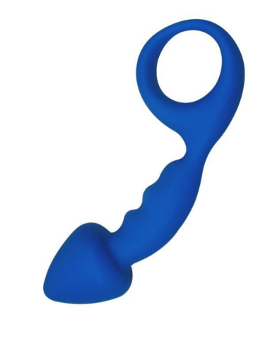 Adrien Lastic Budy Blue - анальная пробка со стимулирующей ножкой, 13х2.5см (синий)