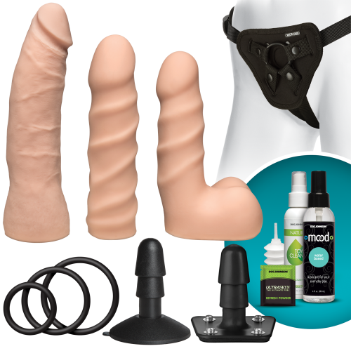 Doc Johnson Vac-U-Lock Dual Density Starter Set Vanilla - Набор для страпона