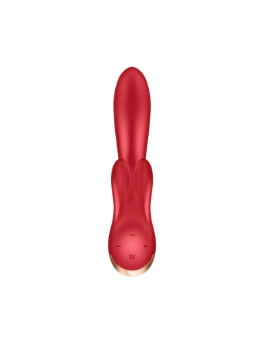 Satisfyer Double Flex - Вибратор-кролик с тремя моторчиками, 20.1х4.6 см (красный)