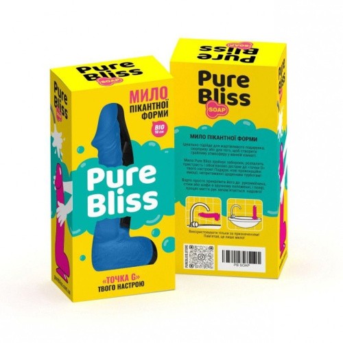 Pure Bliss BIG Dark Blue - Крафтовое мыло-член с присоской, натуральное
