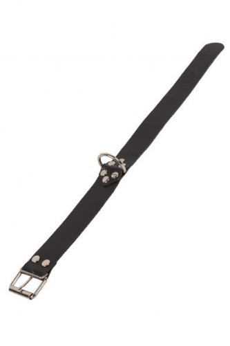 sLash Leather Collar - кожаный ошейник с кольцом, 41 см (чёрный)