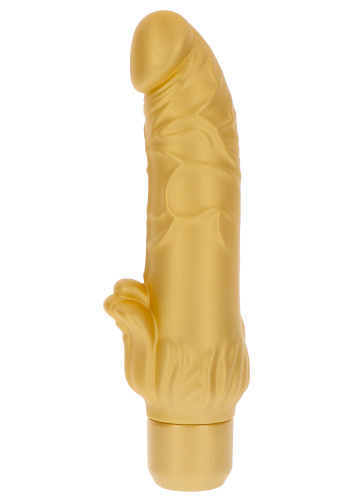 Get Real Gold Dicker Stim Vibrator - Вибратор 13х4.4 см (золотистый)