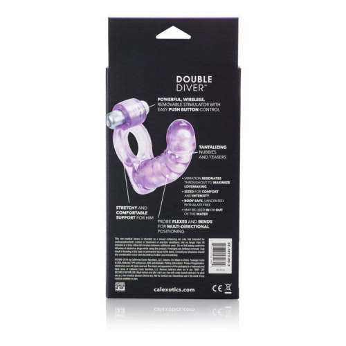 CalExotics Double Diver - насадка для двойного проникновения, 10х3 см (фиолетовый)
