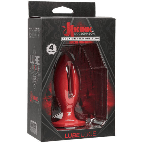 Doc Johnson Kink Lube Luge Premium Silicone Plug 4" - силиконовая анальная пробка, 9х3,81 см (красный)