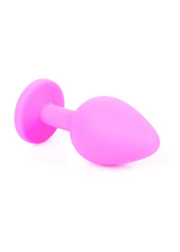 Boss Silikon Plug Jewellery Pink Medium - Анальная пробка с кристаллом, 8х3.5 см (розовый с голубым)