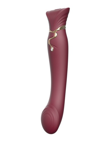 Zalo Queen Pulse Wave Clit Stim - Преміальний вібратор для клітора з насадкою для вакуумної стимуляції, 21.6х3.5 см (бордовий) - купити в Києві, Україні