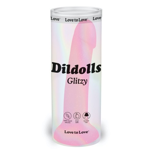 Love To Love - Dildolls Glitzy - Фалоімітатор з блискітками, 14.8х3.5 см (рожевий) - купити в Києві, Україні