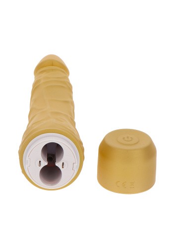 Get Real Gold Dicker Slim Vibrator - Вибратор на батарейках, 16х4.7 см (золотистый)