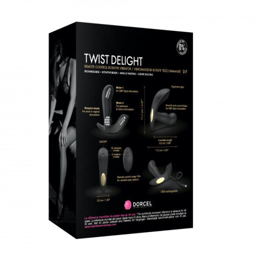 Dorcel Twist Delight вибратор точки G и массажер простаты с вращающимися жемчужинами, 11.5х3.5 см