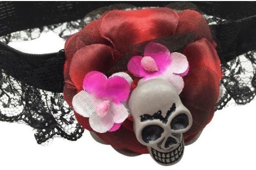 Rubies Skull & Rose Leg Garter - Подвязка с черепом, S-L (чёрный)