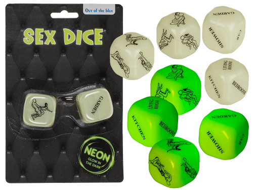 Sex Dice Kamasutra Neon - светящиеся в темноте кубики, 2 шт