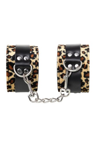 Anonymo Handcuffs PU leather - фиксаторы для ног, (леопардовый)