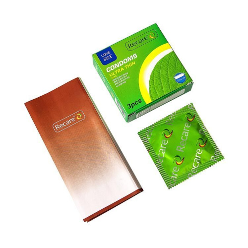 Recare Ultra Thin Mint Condoms 3 шт, ультратонкие