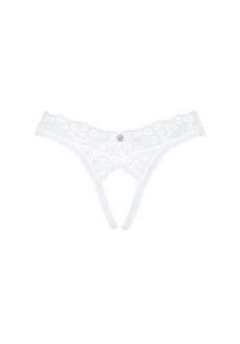 Obsessive Heavenlly crotchless thong  - эротические стринги с открытой промежностью, XS/S (белый)