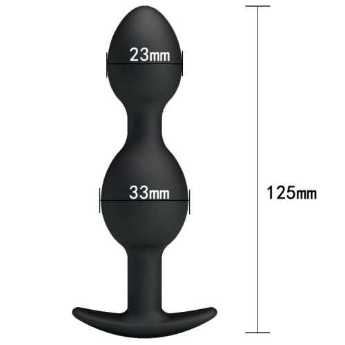 Pretty Love silicone Anal balls - Анальна пробка зі зміщеним центром ваги, 12.5х2.3-3.3 см (чорна) - купити в Києві, Україні