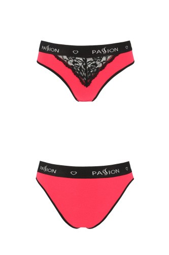 Passion PS001 Panties - Трусики с широкой резинкой и кружевом (красные, размер L)