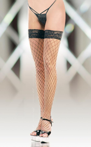 SoftLine Stockings 5520 - чулки в крупную сетку, 3, (черный)