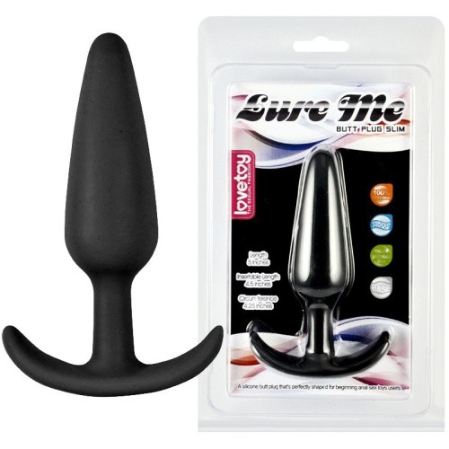 LoveToy Lure Me Butt Plug Slim Black S - Маленькая анальная пробка, 10х2.5 см (чёрный)